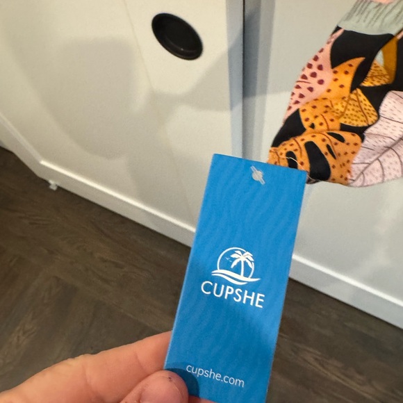 Cupshe Vibrant Leaf Pattern Mini V Neck Dress - Picture 2 of 6